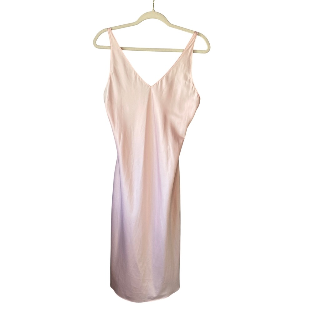 Natori Blush Pink V-Neck Slip Midi Dress